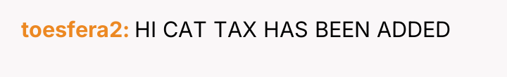toesfera2 HI CAT TAX HAS BEEN ADDED