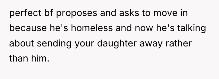 perfect bf proposes and asks to move in because he's...