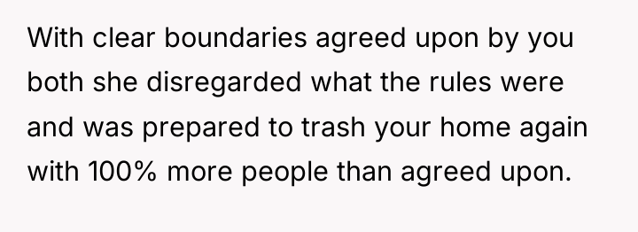 With clear boundaries agreed upon by you both she disregarded...