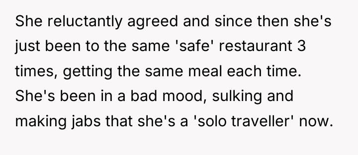 She reluctantly agreed and since then she's just been to...