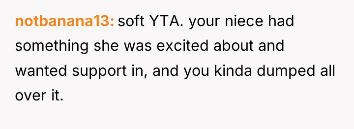 notbanana13 soft YTA. your niece had something she was excited...