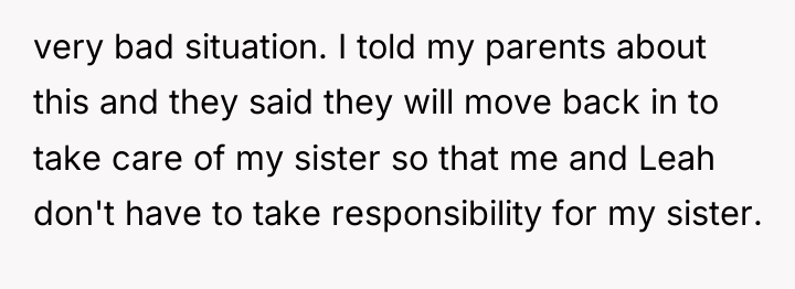 very bad situation. I told my parents about this and...