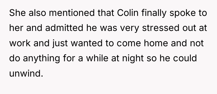 She also mentioned that Colin finally spoke to her and...
