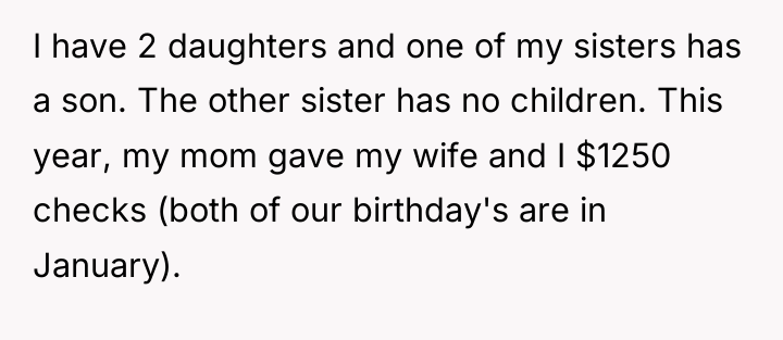 I have 2 daughters and one of my sisters has...