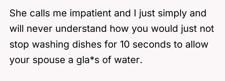 She calls me impatient and I just simply and will...
