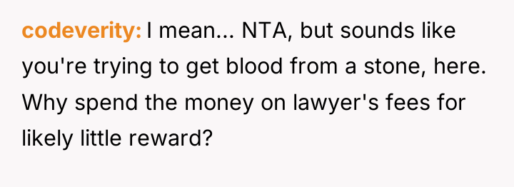 codeverity I mean... NTA, but sounds like you're trying to...