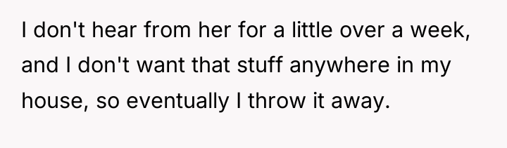 I don't hear from her for a little over a...
