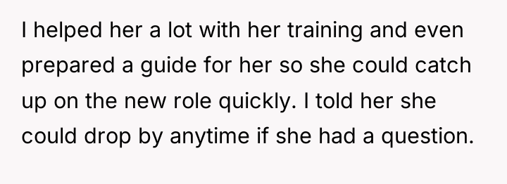 I helped her a lot with her training and even...