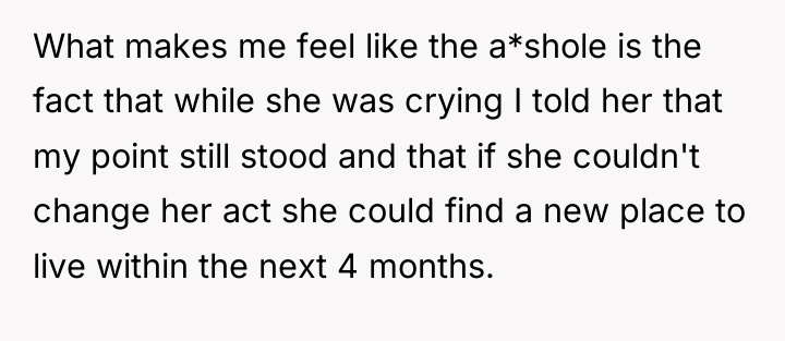 What makes me feel like the a*shole is the fact...