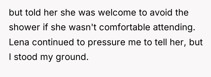 but told her she was welcome to avoid the shower...
