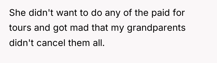 She didn't want to do any of the paid for...