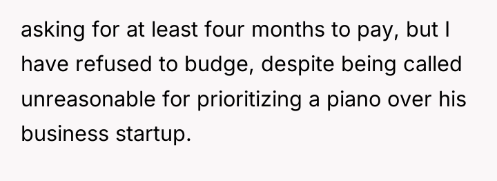 asking for at least four months to pay, but I...