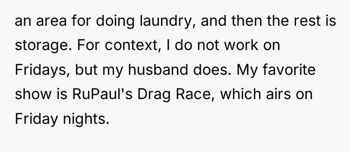 an area for doing laundry, and then the rest is...