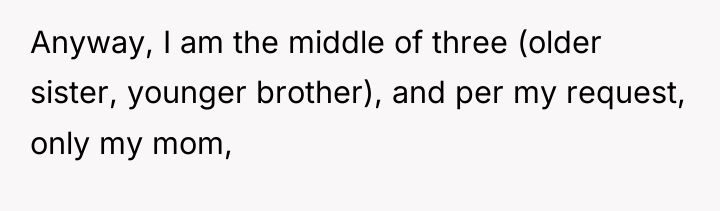 Anyway, I am the middle of three (older sister, younger...