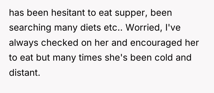 has been hesitant to eat supper, been searching many diets...
