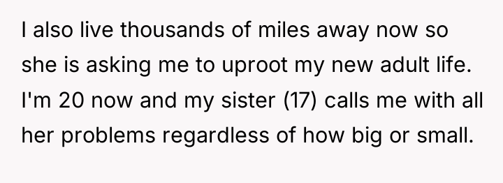I also live thousands of miles away now so she...