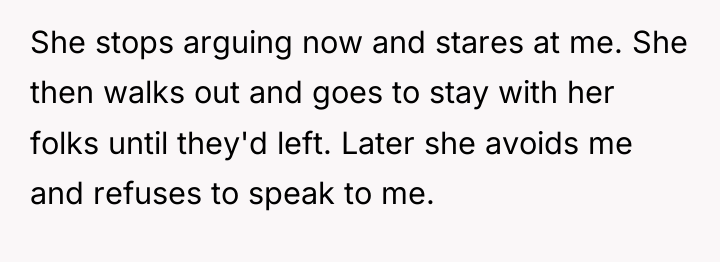 She stops arguing now and stares at me. She then...
