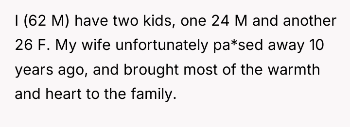 I (62 M) have two kids, one 24 M and...