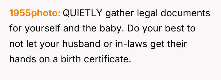 1955photo QUIETLY gather legal documents for yourself and the baby....