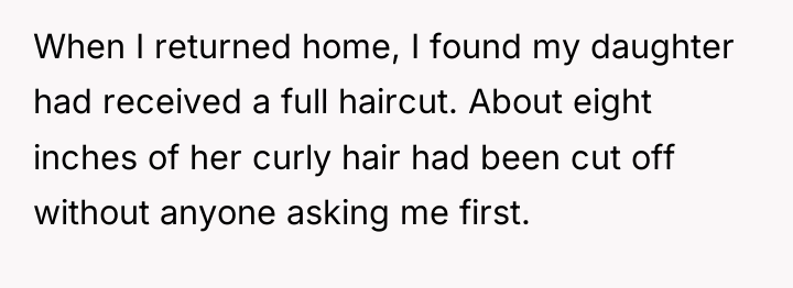 When I returned home, I found my daughter had received...