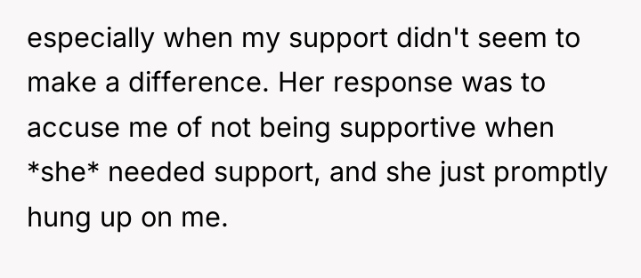 especially when my support didn't seem to make a difference....