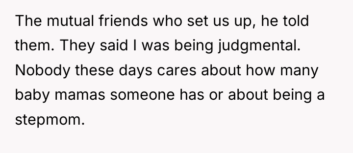 The mutual friends who set us up, he told them....