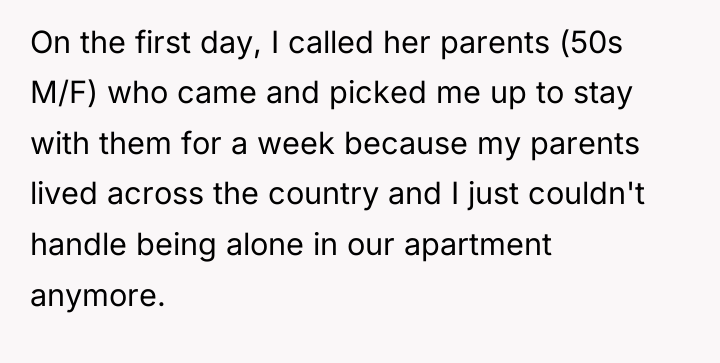 On the first day, I called her parents (50s M/F)...
