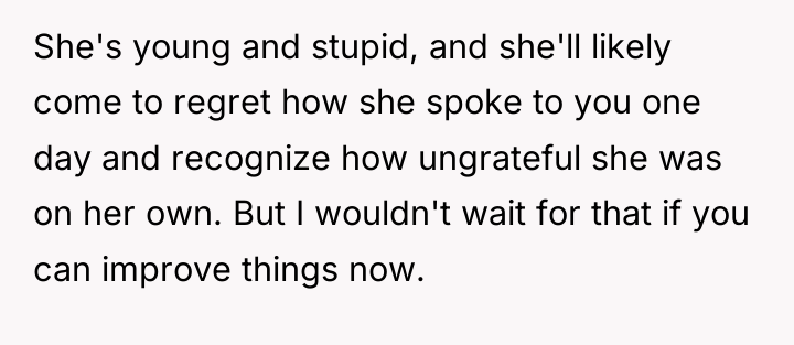 She's young and stupid, and she'll likely come to regret...