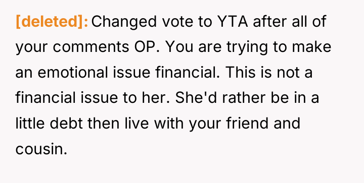 [deleted] Changed vote to YTA after all of your comments...