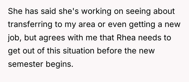 She has said she's working on seeing about transferring to...
