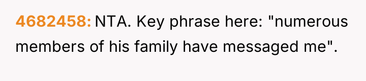 4682458 NTA. Key phrase here: "numerous members of his family...