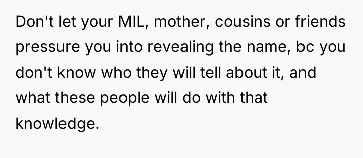 Don't let your MIL, mother, cousins or friends pressure you...