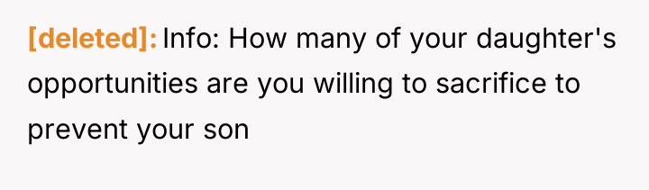 [deleted] Info: How many of your daughter's opportunities are you...