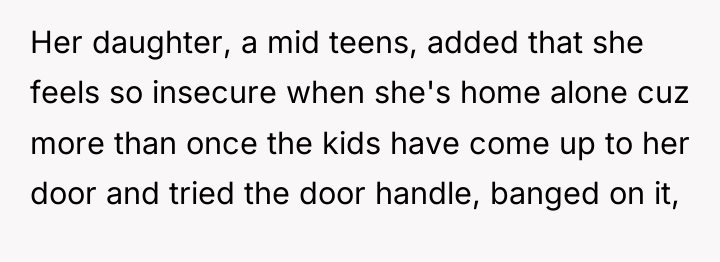 Her daughter, a mid teens, added that she feels so...