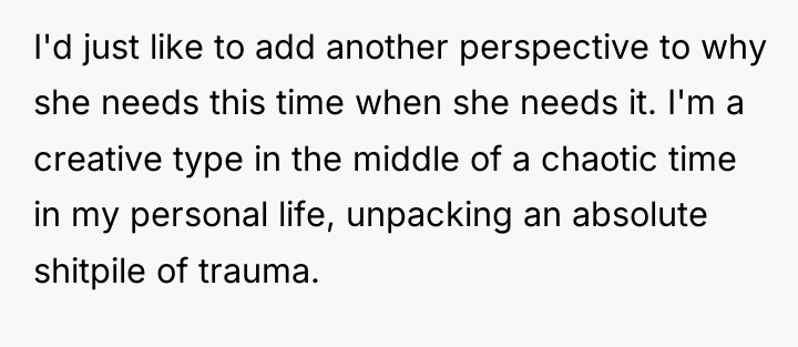 I'd just like to add another perspective to why she...