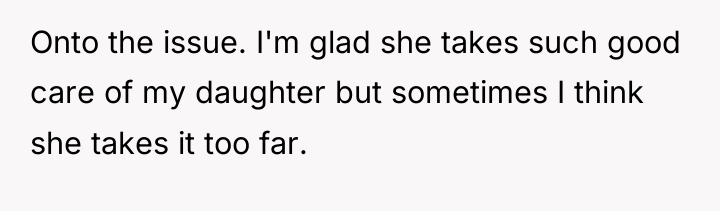 Onto the issue. I'm glad she takes such good care...