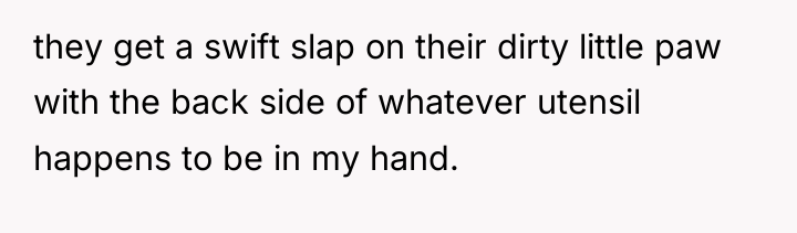 they get a swift slap on their dirty little paw...