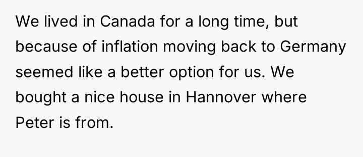We lived in Canada for a long time, but because...