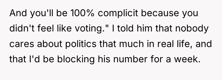 And you'll be 100% complicit because you didn't feel like...