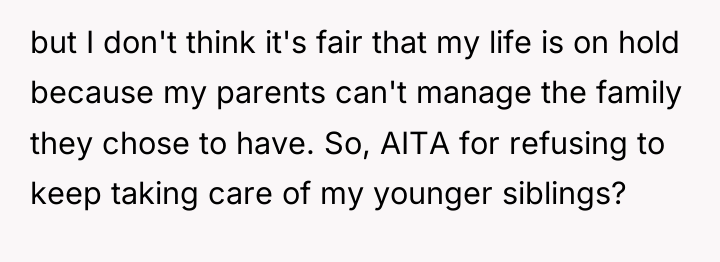 but I don't think it's fair that my life is...