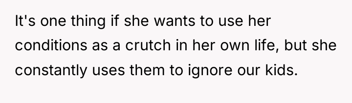 It's one thing if she wants to use her conditions...