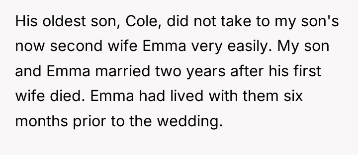 His oldest son, Cole, did not take to my son's...