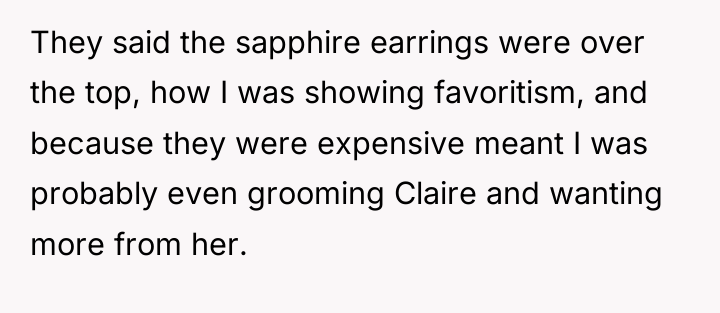They said the sapphire earrings were over the top, how...