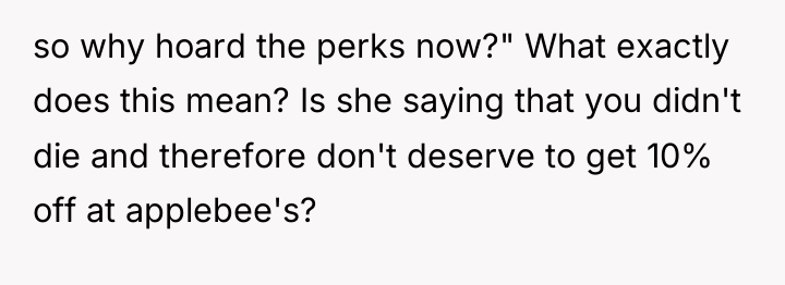 so why hoard the perks now?" What exactly does this...