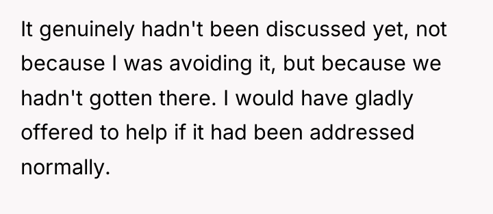 It genuinely hadn't been discussed yet, not because I was...