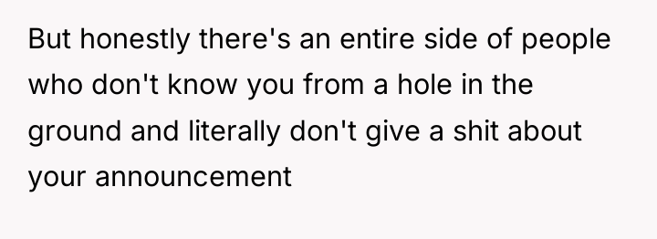 But honestly there's an entire side of people who don't...