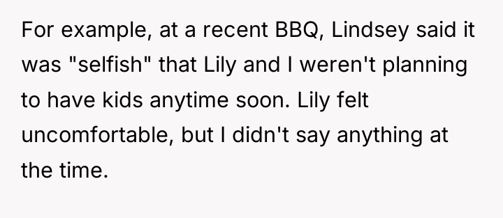 For example, at a recent BBQ, Lindsey said it was...