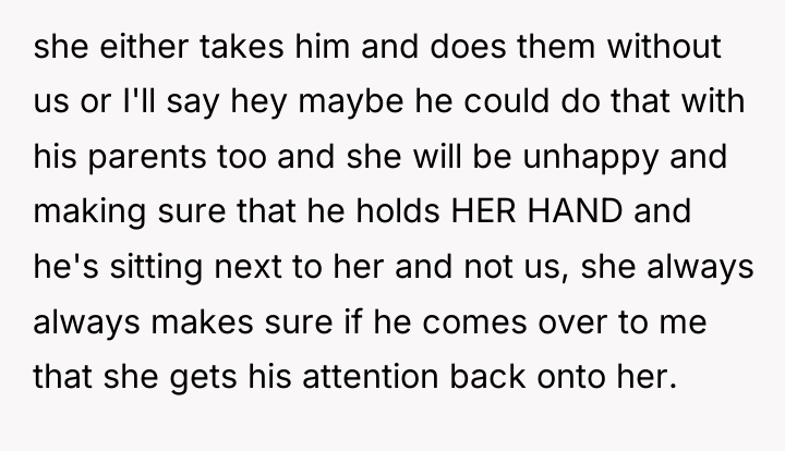 she either takes him and does them without us or...