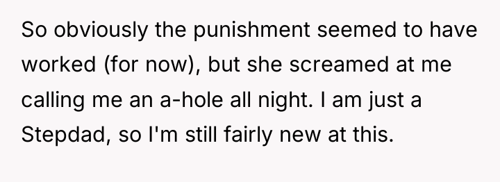 So obviously the punishment seemed to have worked (for now),...
