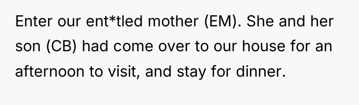 Enter our ent*tled mother (EM). She and her son (CB)...